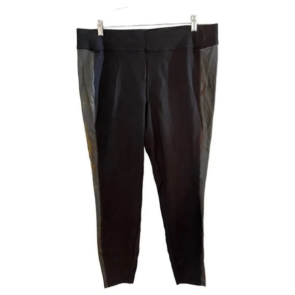 LANE BRYANT Size 18/20 Black With A Gold Finish Faux Leather Insert Leggings - Picture 3 of 12